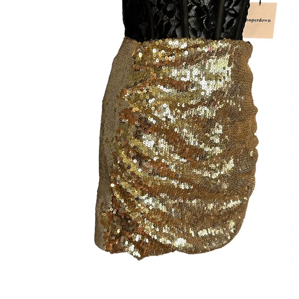 superdown Gold Sequin Mini Skirt - Picture 5 of 9